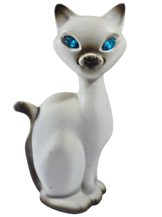Roselane Other - VTG Roseland CALIF U.S.A SPARKLER Siamese Cat Blue Rhinestone Eyes Read